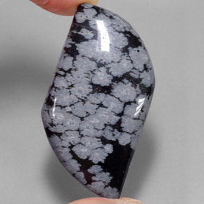 49.62캐럿 천연 그레이 화이트 블랙 스노우플레이크 옵시디언, 멋진 모양, 40.5×23.4 mm, 불투명체