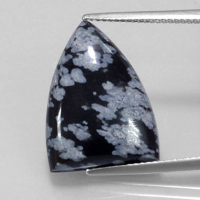 9.17캐럿 천연 블랙 화이트 스노우플레이크 옵시디언, 멋진 모양, 20.5×15.1 mm, 불투명체