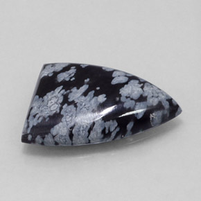 9.17캐럿 천연 블랙 화이트 스노우플레이크 옵시디언, 멋진 모양, 20.5×15.1 mm, 불투명체