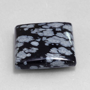 20.90캐럿 천연 그레이 화이트 블랙 스노우플레이크 옵시디언, 스퀘어, 19.9×19.7 mm, 불투명체