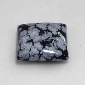 19.17캐럿 천연 그레이 화이트 블랙 스노우플레이크 옵시디언, 스퀘어, 19.9×19.7 mm, 불투명체