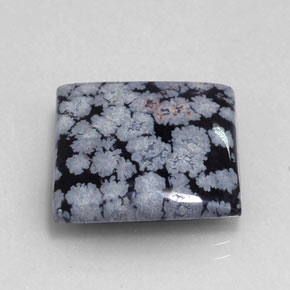 16.12캐럿 천연 그레이 화이트 블랙 스노우플레이크 옵시디언, 스퀘어, 19.3×18.7 mm, 불투명체