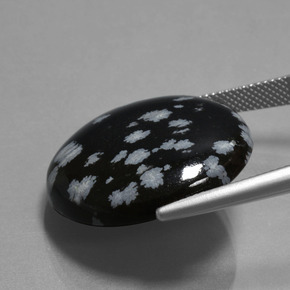 26.06캐럿 천연 블랙 화이트 스노우플레이크 옵시디언, 라운드 컷, 불투명체