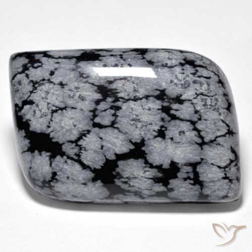 38.10ct 자연스러운 회백색 검정 눈송이 흑요석, 팬시한, 불투명체