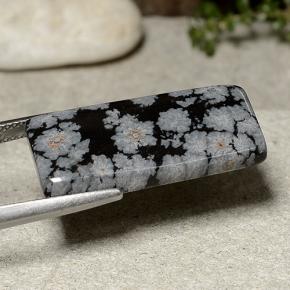 14.09캐럿 천연 눈송이 눈송이 흑요석, 바게트, 불투명체