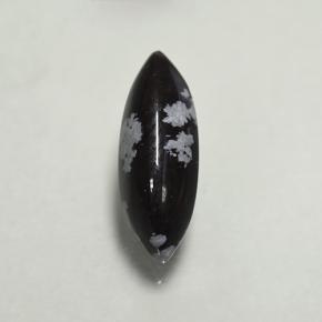 1.92캐럿 천연 스노우플레이크 스노우플레이크 옵시디언, 마퀴즈, 15.3×5.7 mm, 불투명체
