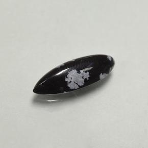 1.92캐럿 천연 스노우플레이크 스노우플레이크 옵시디언, 마퀴즈, 15.3×5.7 mm, 불투명체
