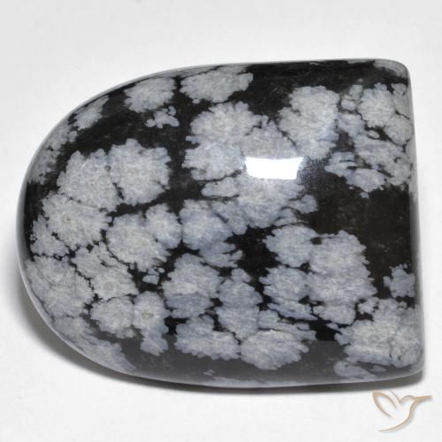 29.59ct 자연스러운 회백색 검정 눈송이 흑요석, 팬시한, 불투명체