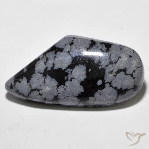 20.43ct 자연스러운 회백색 검정 눈송이 흑요석, 팬시한, 불투명체