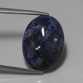 11.75캐럿 천연 바이올렛 블루 소달라이트, 타원형 컷, 20.2×15.1 mm, 불투명체