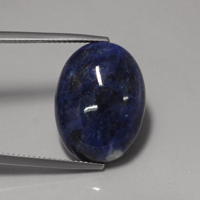 12.23캐럿 천연 바이올렛 블루 소달라이트, 타원형 컷, 20.2×15.1 mm, 불투명체