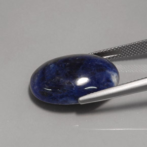 12.23캐럿 천연 바이올렛 블루 소달라이트, 타원형 컷, 20.2×15.1 mm, 불투명체