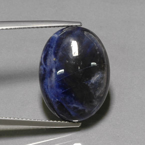 12.79캐럿 천연 바이올렛 블루 소달라이트, 타원형 컷, 19.9×15 mm, 불투명체