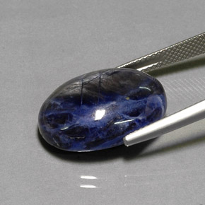 12.79캐럿 천연 바이올렛 블루 소달라이트, 타원형 컷, 19.9×15 mm, 불투명체