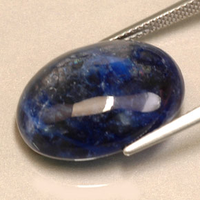 12.79캐럿 천연 바이올렛 블루 소달라이트, 타원형 컷, 20.1×15.1 mm, 불투명체