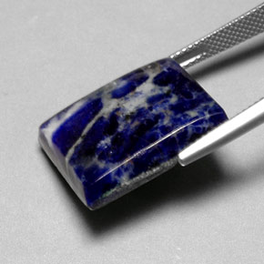 16.13캐럿 천연 바이올렛 블루 소달라이트, 바게트, 19.6×16.7 mm, 불투명체