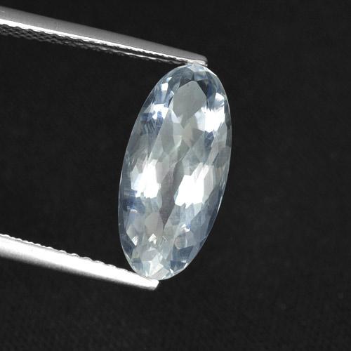 2.85캐럿 천연 푸르스름한 화이트 소달라이트, 타원형 컷, 15.6×7.1 mm, VS
