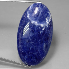 23.94캐럿 천연 바이올렛 블루 소달라이트, 타원형 컷, 35.1×19.5 mm, 불투명체