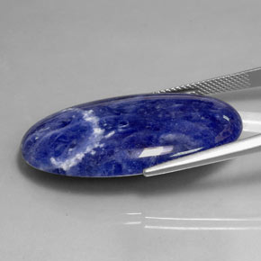 23.94캐럿 천연 바이올렛 블루 소달라이트, 타원형 컷, 35.1×19.5 mm, 불투명체