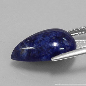 5.58캐럿 천연 바이올렛 블루 소달라이트, 배 모양, 16.3×10.9 mm, 불투명체