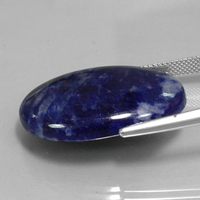 31.17캐럿 천연 바이올렛 블루 소달라이트, 타원형 컷, 29.7×20.9 mm, 불투명체