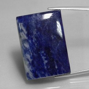 60.46캐럿 천연 바이올렛 블루 소달라이트, 바게트, 32.8×23.2 mm, 불투명체