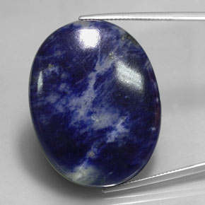 56.50캐럿 천연 바이올렛 블루 소달라이트, 타원형 컷, 35.8×27.9 mm, 불투명체