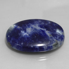56.50캐럿 천연 바이올렛 블루 소달라이트, 타원형 컷, 35.8×27.9 mm, 불투명체