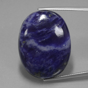 40.90캐럿 천연 바이올렛 블루 소달라이트, 타원형 컷, 30.2×23.3 mm, 불투명체