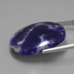 37.31캐럿 천연 바이올렛 블루 소달라이트, 타원형 컷, 36.7×25.9 mm, 불투명체