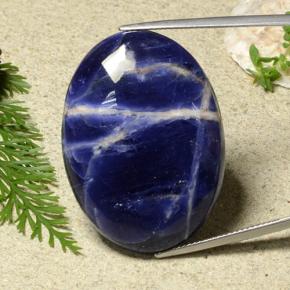 40.74캐럿 천연 바이올렛 블루 소달라이트, 타원형 컷, 35×25.5 mm, 불투명체
