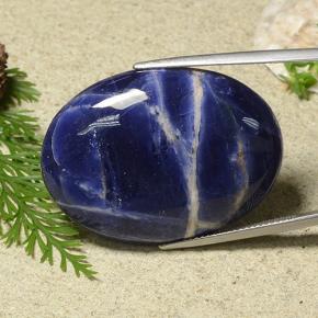 40.74캐럿 천연 바이올렛 블루 소달라이트, 타원형 컷, 35×25.5 mm, 불투명체