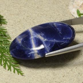 40.74캐럿 천연 바이올렛 블루 소달라이트, 타원형 컷, 35×25.5 mm, 불투명체