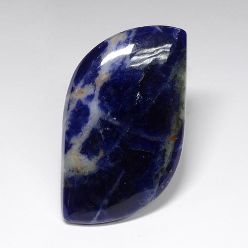 38.13캐럿 천연 다크 블루 소달라이트, 멋진 모양, 42.2×23.4 mm, 불투명체