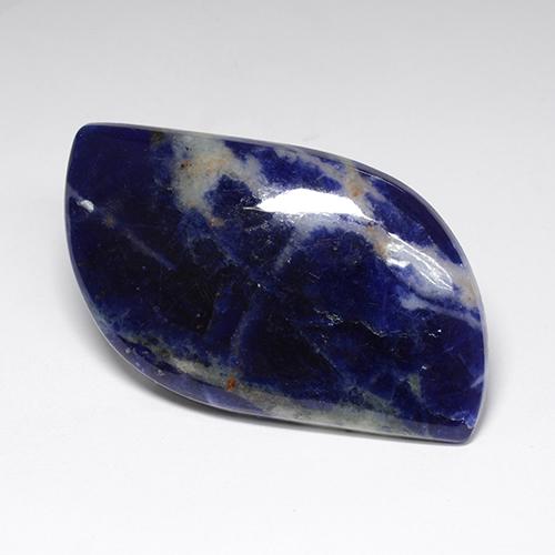 38.13캐럿 천연 다크 블루 소달라이트, 멋진 모양, 42.2×23.4 mm, 불투명체