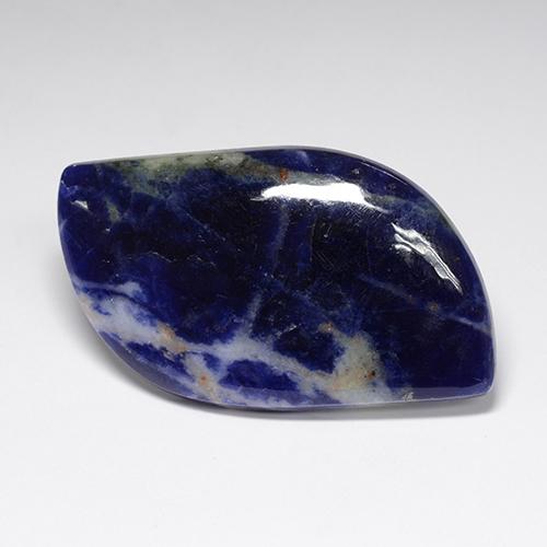 38.13캐럿 천연 다크 블루 소달라이트, 멋진 모양, 42.2×23.4 mm, 불투명체