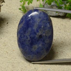 35.72캐럿 천연 멀티컬러 블루 소달라이트, 타원형 컷, 29.8×20.9 mm, 불투명체