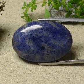 35.72캐럿 천연 멀티컬러 블루 소달라이트, 타원형 컷, 29.8×20.9 mm, 불투명체