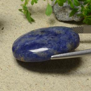 35.72캐럿 천연 멀티컬러 블루 소달라이트, 타원형 컷, 29.8×20.9 mm, 불투명체