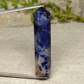 24.34캐럿 천연 바이올렛 블루 소달라이트, 멋진 모양, 36.8×9.1 mm, 불투명체