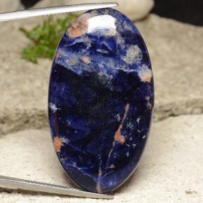 35.94캐럿 천연 멀티컬러 소달라이트, 타원형 컷, 41.8×23.9 mm, 불투명체