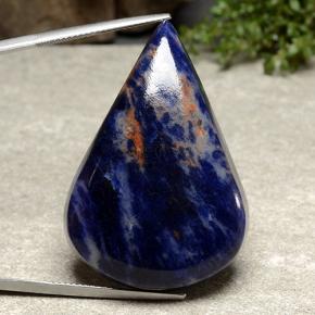 63.27캐럿 천연 네이비 블루 소달라이트, 배 모양, 39.7×27.1 mm, 불투명체