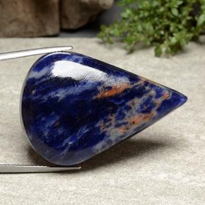 63.27캐럿 천연 네이비 블루 소달라이트, 배 모양, 39.7×27.1 mm, 불투명체