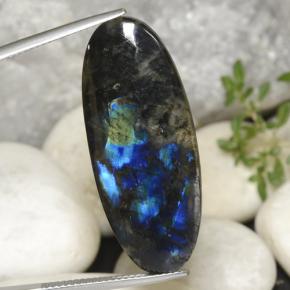 15.38캐럿 천연 멀티컬러 스펙트롤라이트, 타원형 컷, 35.2×14.5 mm, 불투명체
