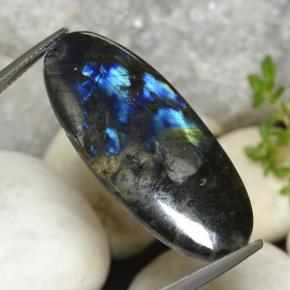 15.38캐럿 천연 멀티컬러 스펙트롤라이트, 타원형 컷, 35.2×14.5 mm, 불투명체