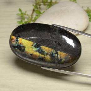 61.44캐럿 천연 멀티컬러 스펙트롤라이트, 타원형 컷, 45.3×25.4 mm, 불투명체