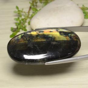 61.44캐럿 천연 멀티컬러 스펙트롤라이트, 타원형 컷, 45.3×25.4 mm, 불투명체