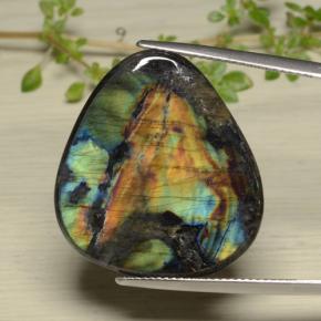 14.38캐럿 천연 멀티컬러 스펙트롤라이트, 트릴리언, 26.3×23.3 mm, 불투명체