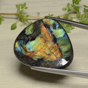 14.38캐럿 천연 멀티컬러 스펙트롤라이트, 트릴리언, 26.3×23.3 mm, 불투명체