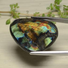 14.38캐럿 천연 멀티컬러 스펙트롤라이트, 트릴리언, 26.3×23.3 mm, 불투명체